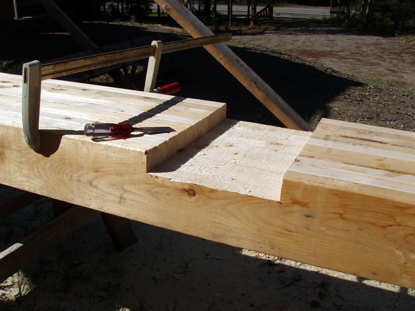 dado cuts in the wall studs for the loft rim joists